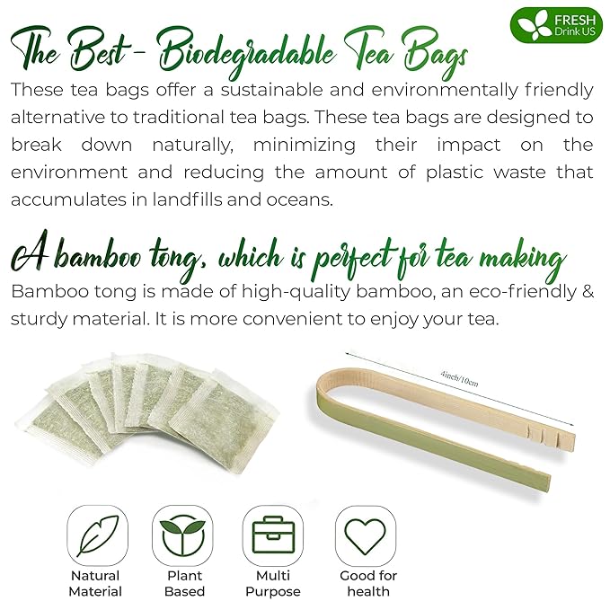 FreshDrinkUS, Premium 75 Sage Leaf Tea Bags, 100% Natural & Pure from Sage Leaves. Loose Leaf Herbal Tea. Made with Natural Material Tea Bags. No Sugar, No Caffeine, No Gluten, Vegan.