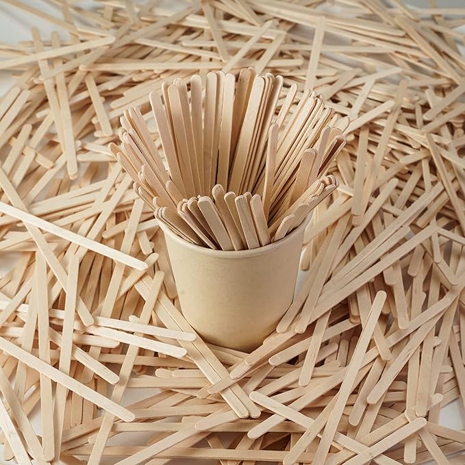 1000pc Wood Coffee Stir Sticks - Biodegradable 7" Wood Stirrers for Coffee, Disposable Wooden Stir Sticks for Coffee Bar, Wooden Coffee Stirrers, Round-end BPA free Coffee Sticks