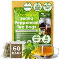 TOG999 60 Tea Bags Relieves Constipation Natural Tea, Blend of Senna Leaves - Peppermint - Licorice - Fennel, 100% Natural Ingrendients, Hand-made Herbal Tea, No Sugar, No Caffeine, No Gluten, Vegan.