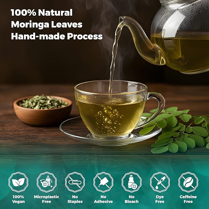 Fresh Moringa Leaf Tea from the USA – 100% Pure, Wild-Harvested Herbal Loose Leaf Tea, Natural Aroma, Caffeine-Free, Grown and Packed in the USA (4oz)