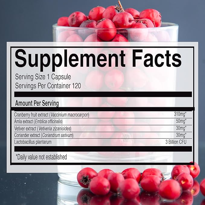 Pure Nutrition Cranberry Extract with Amla & Probiotics |120 Caps | Cranberry Extract Supports Healthy Urinary Tract Function* | Non GMO