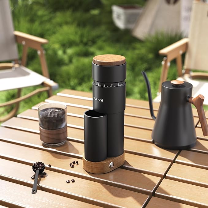 Burr Coffee Grinder,Wirsh Portable Electric Grinder Geimori T38 Plus,Espresso Grinder with Conical Burr,Stepless Grind Settings from Fine to Coarse for Espresso,Drip,French Press,Home&Travel Use