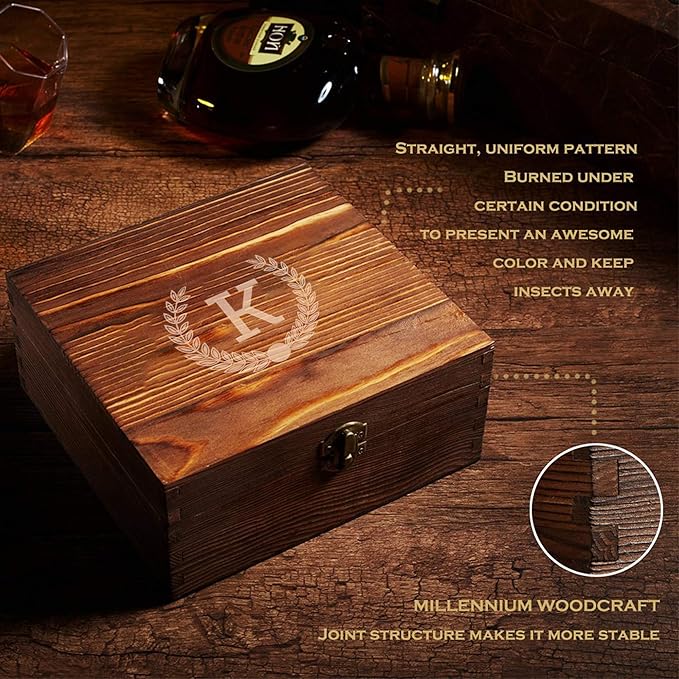 Custom Whiskey Glasses For Men - Premium Scotch Box Engraved Gift for Husband, Dad, Boyfriend - Personalized Bar Gifts for Bourbon Lovers - Christmas, Anniversary, Birthday