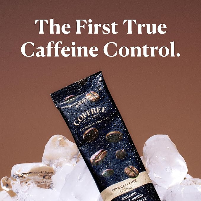 COFFREE Organic Instant Coffee Packets - 25% Low Caffeine, Low Acid, Mold Free Coffee Made with Arabica Coffee Beans - Smooth & Balanced Taste - Hot or Cold Single Serve Travel Packets 24 Pack Box
