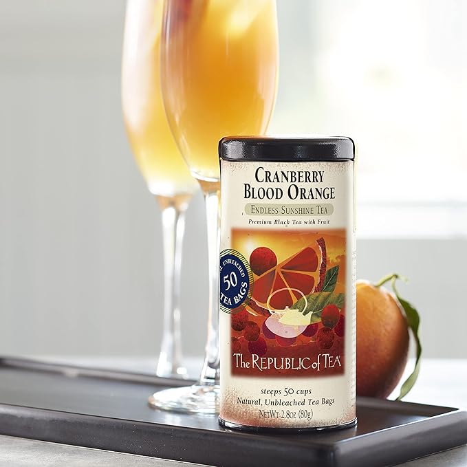 The Republic of Tea Cranberry Blood Orange Black Tea, 50 Tea Bags, Gourmet Blend