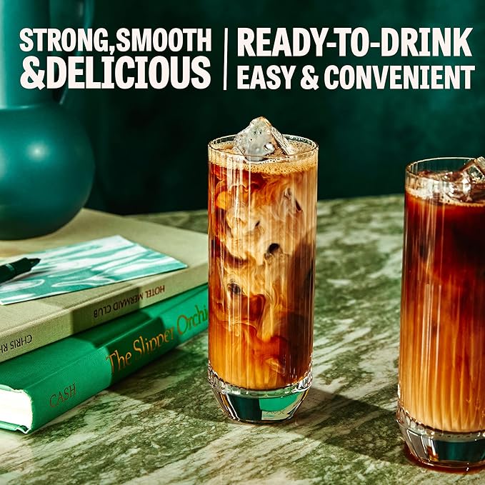 Wandering Bear Organic Vanilla Cold Brew Coffee - Extra Strong, Bold, Smooth, Unsweetened, Shelf-Stable, Ready to Drink, Gluten Free, & Vegan Iced Cold Brewed Coffee Drink - 32 fl oz, 6 pack