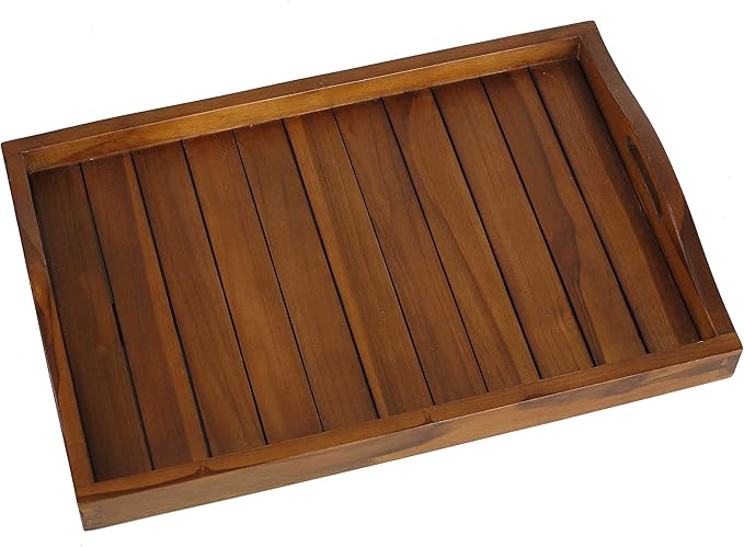 Bare Decor Kalos Outdoor Solid Teak Wood Tray Table, 30-Inch, Brown