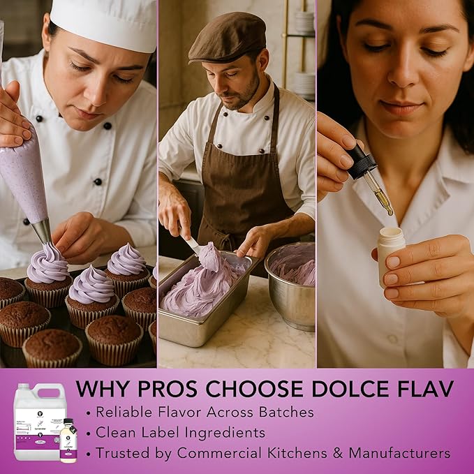 Dolce Flav Lavender Flavoring – 32 Ounce Oil-Soluble Kosher, Sugar-Free, Concentrated Floral Lavender Flavoring for Baking, Chocolates & Desserts