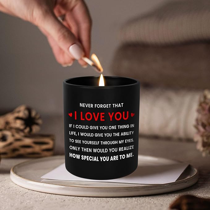 OASSIE Christmas Couple Gifts for Her Him Women Men - I Love You Long Lasting Vanilla Lavender Scented Candle 10 oz - Birthday Couples Gifts for Boyfriend Girlfriend Husband Wife