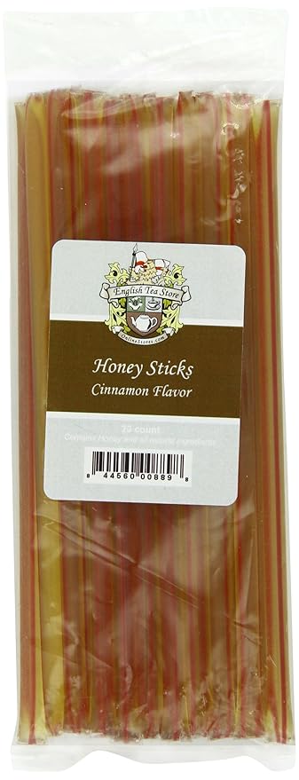 English Tea Store Honey Sticks | All-Natural Honeystix With Gluten-Free Grade A Honey | Mini Honey Sticks For Tea, Cake Pops Or Snacks | Portable Sweet Treat | Cinnamon Flavored Honey Stick - 20 Count