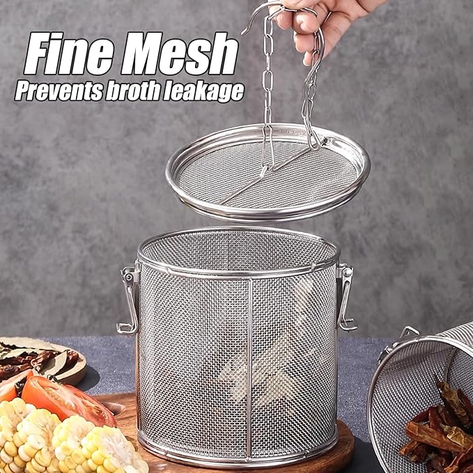 Seasoning Strainer Large Stainless Steel Tea Infuser, sieve fine mesh with Extended Chain Hook for Brew Loose Leaf Tea, Seasonings Cooking, Ice Cube