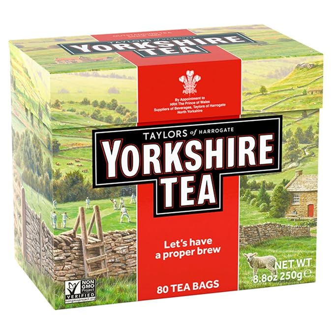 Yorkshire Tea, Red, Black Tea, Pillow Tea Bags, 80 Count (Pack of 5), Refreshing, Satisfying, and Strong, Classic British Breakfast Blend, Caffeinated, Enjoy Hot or Iced, 80 Teabags