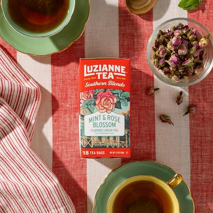Luzianne Southern Blends Mint & Rose Flavored Herbal Tea Bags, 18ct Box (Pack of 1)