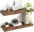 24 Inch Floating Shelves, 8 Inch Deep Floating Shelves for Wall, Hanging Shelf with Invisible Brackets, Deep Shelves for Bathroom, Bedroom, Living Room, Brown, Set of 2