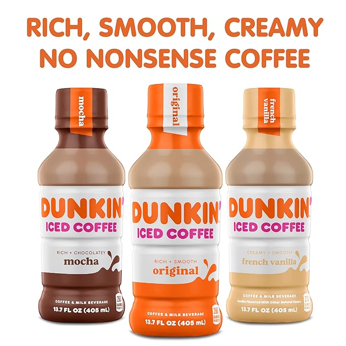 Dunkin' French Vanilla Iced Coffee Bottles, 13.7 fl oz, 12 Pack