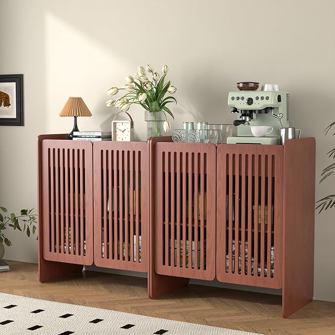 Buffet Cabinet with Storage with 2 Doors, Sideboard Coffee Bar Cabinet for Kitchen with Adjustable Shelf, Dining Room,Living Room(2, Walnut, 27.6''w)