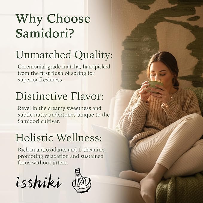 Isshiki Matcha Powder – Premium Ceremonial Grade Samidori Green Tea from Uji, Japan – Exceptional Authentic Japanese Matcha - Quality 30g Tin - 20 Servings