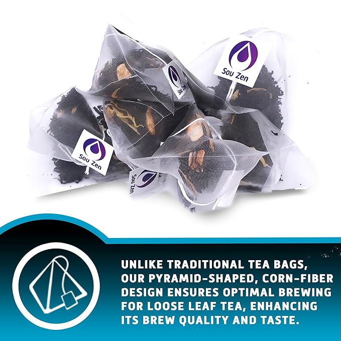 Sou Zen Earl Grey 30 Corn-Fiber Pyramid Tea Bags | Premium Loose Leaf Blend | Naturally Organic Ingredients, No Additives (Cream Earl Grey)