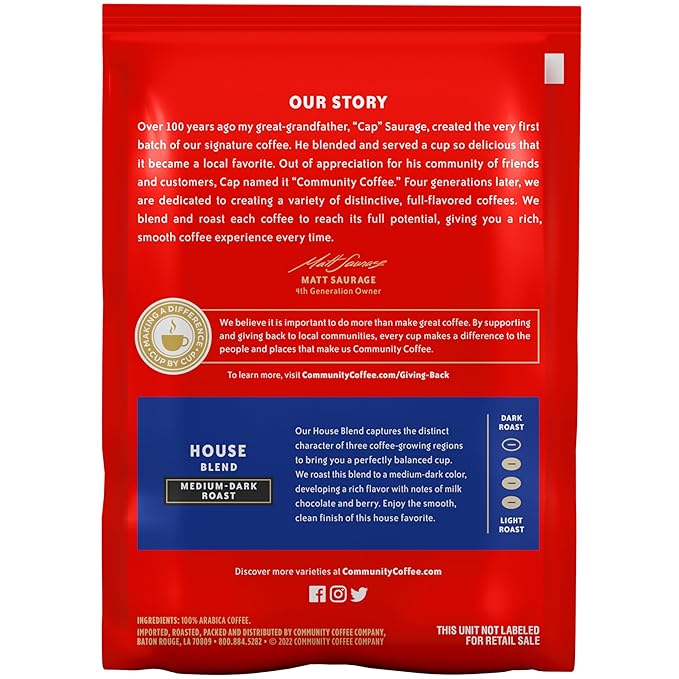 Community Coffee House Blend, Medium-Dark Roast Pre-Measured Coffee Packs, 3.0 Ounce Each (Box of 20)