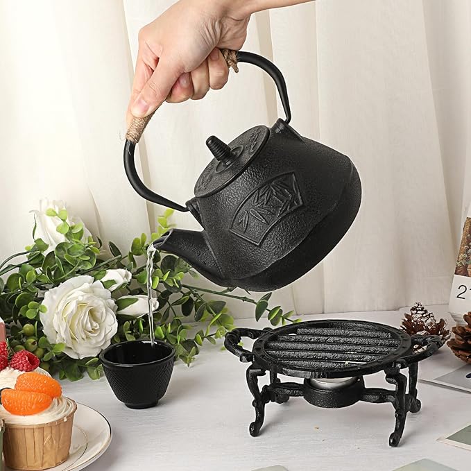 Sumnacon Round Tea Warmer Cast Iron Tea Pot Warmer with Tealight Candle Holder Sturdy Functional Teapot Warmer Stand for Office Party or Desk RetroTea Pot Heater for Heating Milk,Tea,Coffee,Food