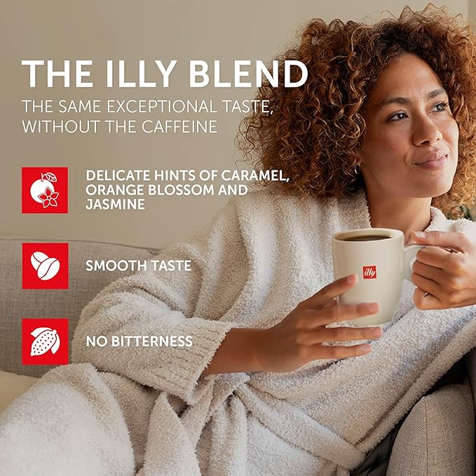 Illy Decaf Coffee K Cups - Compatible Pods for Keurig Coffee Maker - Classico Decaffeinated Roast - Mild & Balanced, Notes of Caramel - 10 Count (Pack of 6)