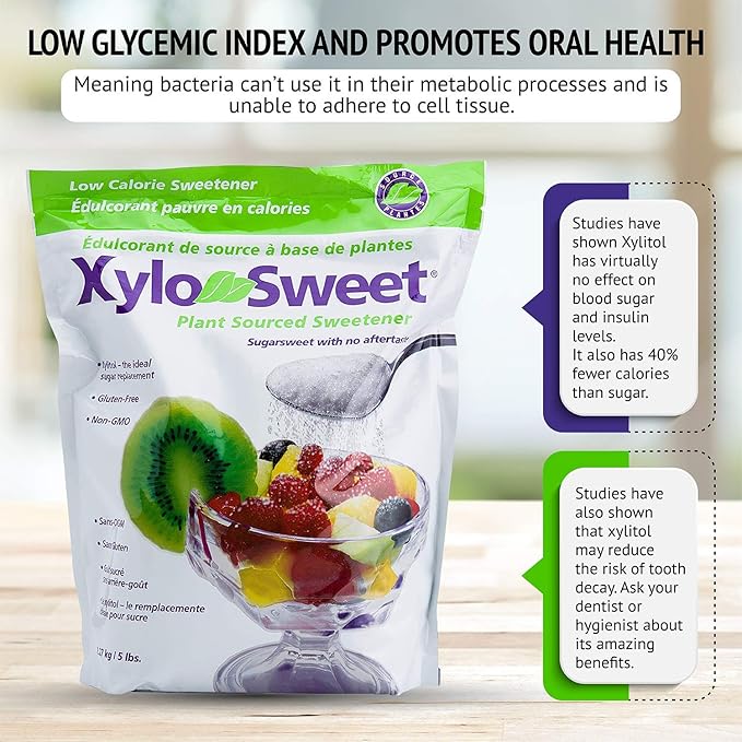 Xlear XyloSweet Plant Sourced Xylitol Sweetener - Pure Natural Sugar Substitute, Granules, Non-GMO, Gluten-Free, 5 Pound Bag (Pack of 1)