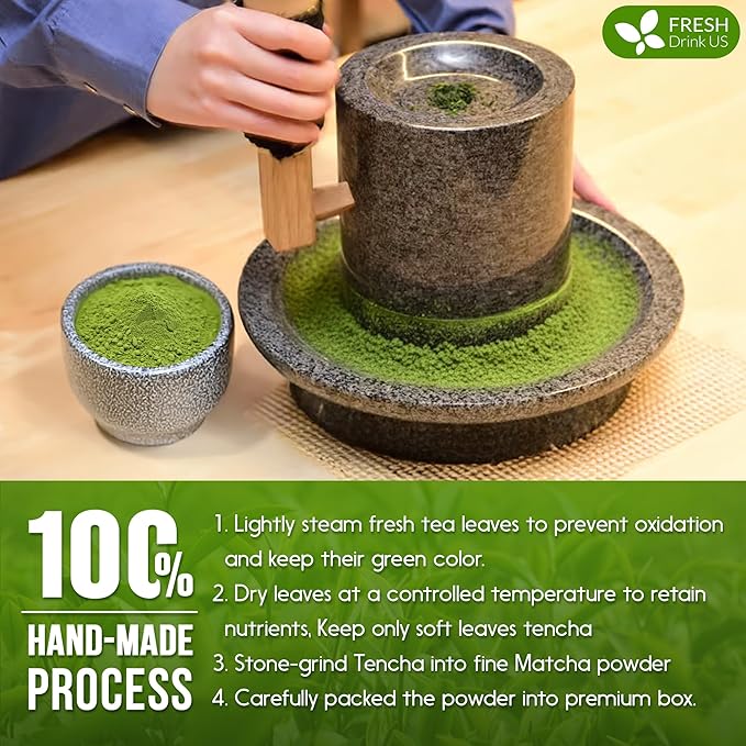 FreshDrinkUS, Organic 1.5 oz Luxury Ceremonial Grade Matcha | USDA - Premium Japanese Green Tea Powder | Stone-Ground Shade-Grown Leaves | Rich Umami Flavor, Vibrant Color & Smooth Finish
