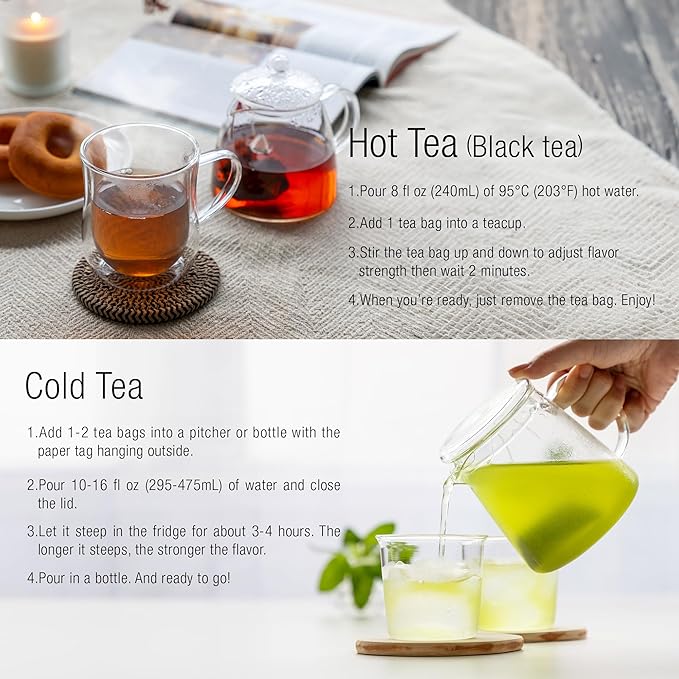 Asayu Japan Green - Timeless Brew Gift Set (Wakocha and Genmaicha with Gyokuro) 30 Tea Bags 100% Made in Japan, Japanese Black Tea and Roasted Brown Tea with Gyokuro Powder - Timeless Brew Japanese Tea Set