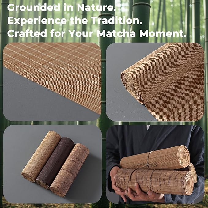 Matcha Whisk Set, 7 Pcs Matcha Kit with Spouted Bowl, Sifter and Whisk Holder. Complete Macha Whisk Set Making Kit includes ceremonial Japanese traditional Bamboo whisk (Chasen) for Matcha Lover