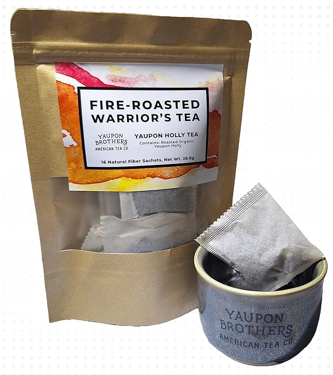 Fire Roasted Warrior’s Yaupon Tea – Yaupon Brothers – Wild-Crafted, Naturally Caffeinated – Antioxidant-Rich – Florida Grown Superfood – 16 Natural Fiber Tea Bags