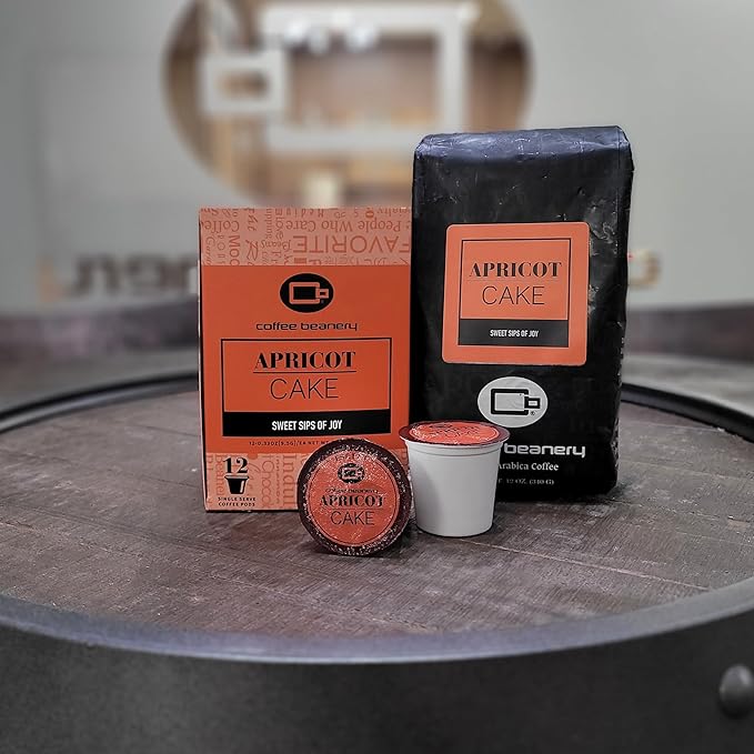 Apricot Cake Decaf Coffee Beans by Coffee Beanery | Medium Roast, 12oz, Flavored Whole Beans