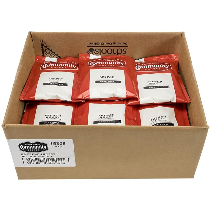 Community Coffee French Roast, Dark Roast Pre-Measured Coffee Packs, 3.0 Ounce Each (Box of 20)