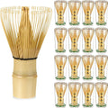 LemonRoad 16 Pcs Matcha Whisk Bulk 100 Prong Bamboo Whisk for Matcha Powder Traditional Japanese Chasen Handcrafted Organic Bamboo Stirrer Mixer Brush Authentic Ceremonial Tea Preparation Starter