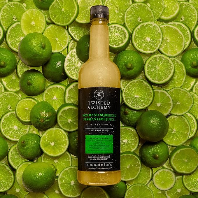 Twisted Alchemy Cold Pressed Fresh Juice For Craft Cocktails - All Natural, 100% Hand Squeezed Lime Juice Cocktail Mixer - (25 Oz Bottle, Pack Of 1) - No sugar added ,Preservative Free, Non-GMO, 100% Pure, Unpasteurized Ships Cold