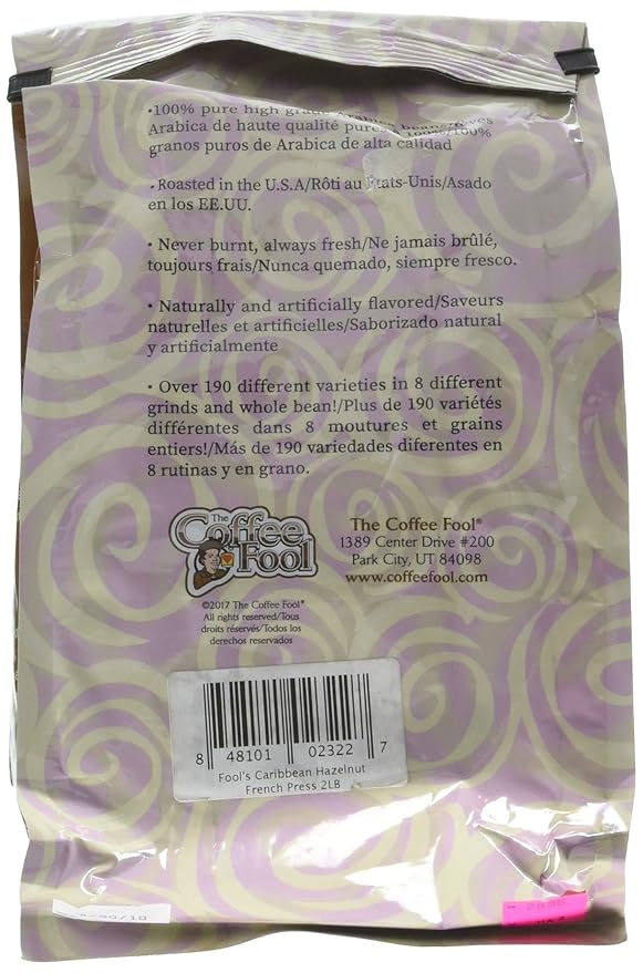 Coffee Fool’s Caribbean Hazelnut, 2 Pound (French Press)