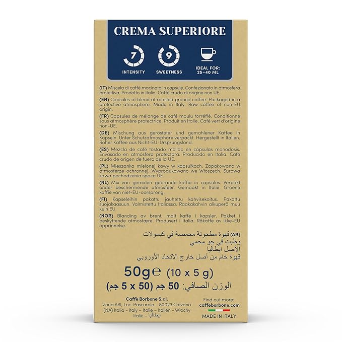 Caffè Borbone Crema Superiore Aluminum Capsules Compatible with Nespresso Original Machines, Medium Roast, 100 Count