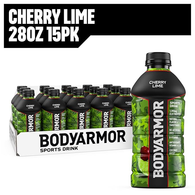 BODYARMOR Sports Drink, Cherry Lime, Electrolyte Drink Hydration, 28 Fl Oz Bottles (15 Pack), Flavored Coconut Water with B Vitamins & Antioxidants