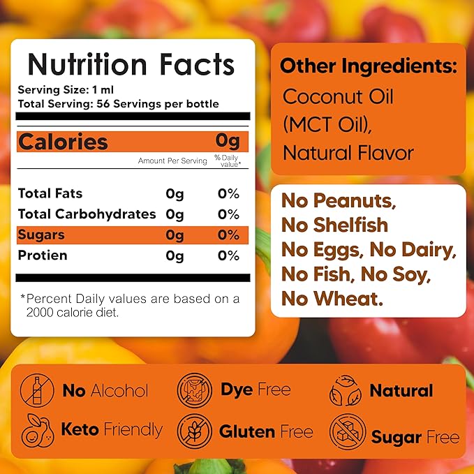 Dolce Flav Natural Habanero Extract – 8 Ounce Oil-Soluble Kosher, Sugar-Free, Concentrated Spicy Habanero Flavoring for Savory Dishes, Sauces & Confections
