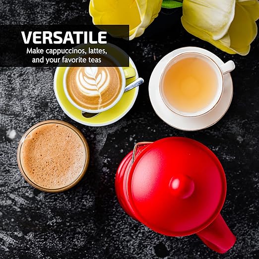 OVENTE French Press Coffee Maker 34 Ounce with Heat Resistant Borosilicate Glass & Stainless Steel 4-Level Filtration System, Portable Cold Brew Coffee Maker for Travel, Camping or Gift, Red FPT34R