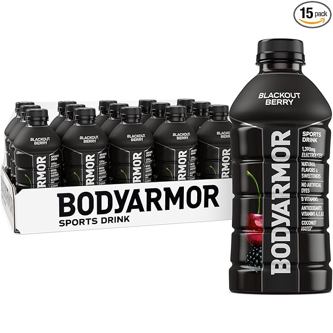 BODYARMOR Sports Drink, Blackout Berry, Electrolyte Drink Hydration, 28 Fl Oz Bottles (15 Pack), Flavored Coconut Water with B Vitamins & Antioxidants