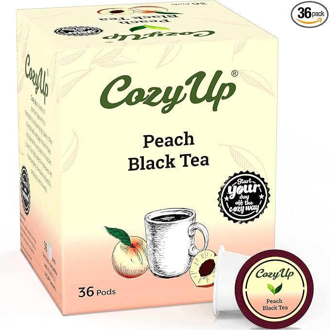 Cozy Up Peach Black Tea Pods Compatible with Keurig K-Cup Brewers, 36-Count