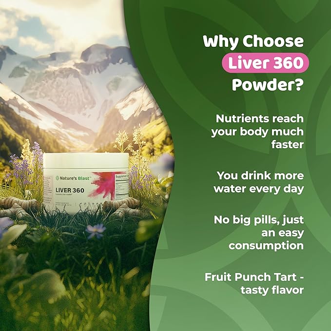 Liver 360 - Liver Cleanse Detox & Repair Powder with Milk Thistle, Turmeric & Artichoke Extract Fruit Punch Flavor – 30 Servings