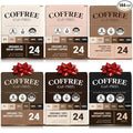 COFFREE Organic Instant Coffee Packets - Caffeine Management Packs from 150-0% Decaf Coffee - Low Acid, Mold Free, Made with Arabica Beans - Hot or Cold Single Serve Packets 144 Count (6 Packs of 24)