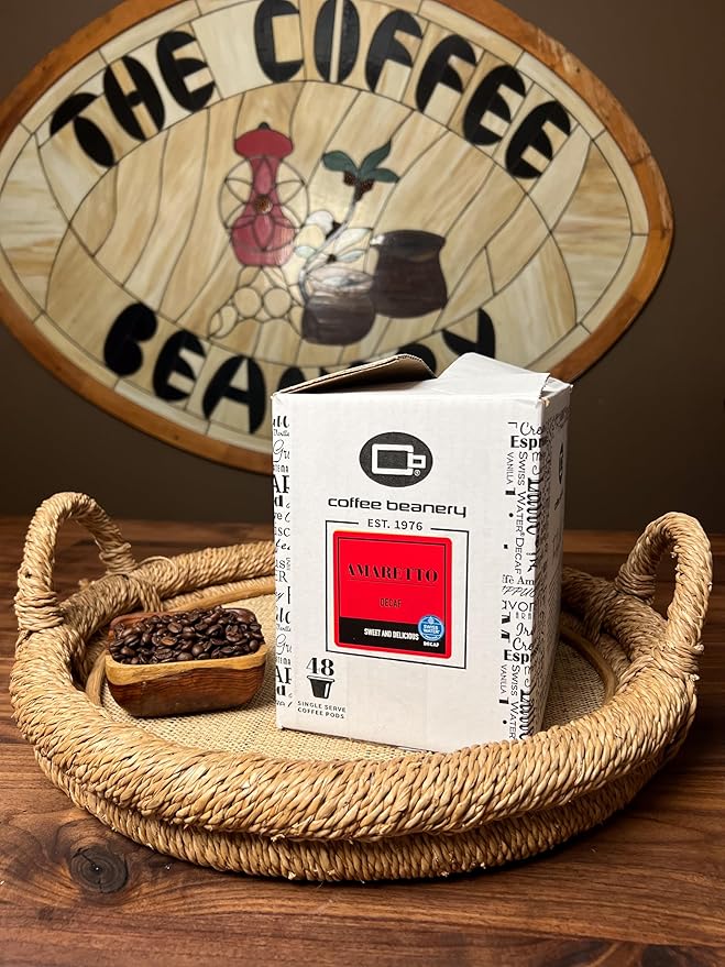 Amaretto Decaf Coffee Pods by Coffee Beanery | 48ct Bulk Medium Roast Arbica Coffee