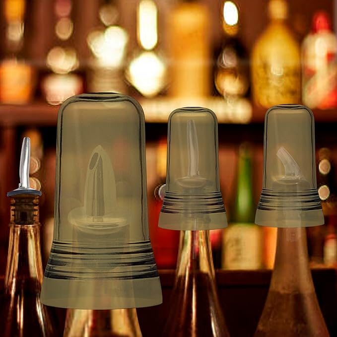 Esatto 24 Pieces Pour Spout Covers Champagne Liquor Bottle Toppers, Universal Bottle Pour Dispenser, Liquor Bottle Covers Bottle Cover Dust for Home Kitchen Tools Supplies (Champagne)