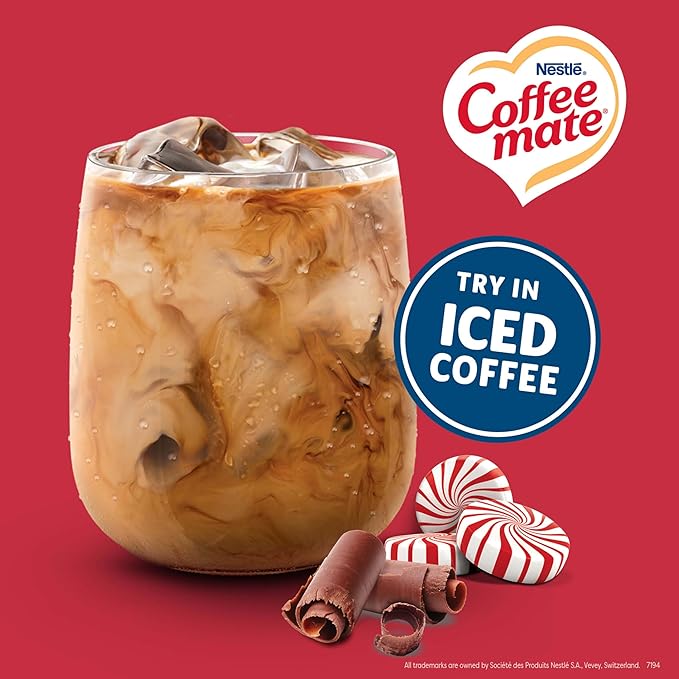 Nestle Coffee mate Coffee Creamer, Peppermint Mocha, Liquid Creamer Singles, Non Dairy, No Refrigeration, 0.375 fl oz Tubs (Pack of 200)