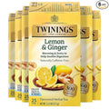 Twinings Lemon & Ginger Herbal Tea Individually Wrapped Bags, 25 Count (Pack of 6), Spicy Ginger, Lemon Peel, & Lemongrass, Naturally Caffeine-Free, Enjoy Hot or Iced, 150 Teabags