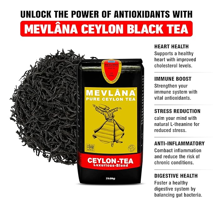 Mevlâna Pure Ceylon Black Tea – Luxurious Hand-Picked Blend, Premium Loose Leaf, 2lb (908g) – Strong, Full-Bodied Flavor, Freshly Packed in Sri Lanka