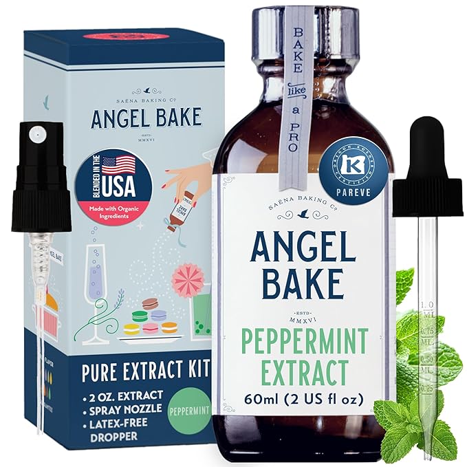 Pure Peppermint Extract for Baking and Mixology - 100 Servings Culinary Aromatics, Kosher, Keto Friendly, Vegan, Gluten-Free for Cooking, Desserts, Beverages (2 Oz Extract with Latex-Free Dropper & Spritzer)