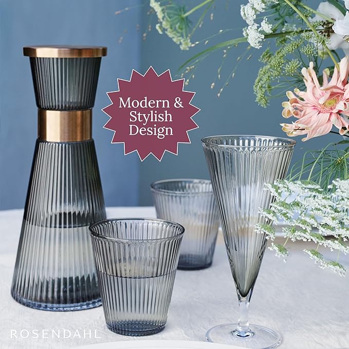 Rosendahl Grand Cru Nouveau Stemmed Champagne Glasses Set (Set of 2), 6.8 Fl. Oz. - Elegant Lead-Free Crystal, Dishwasher Safe, Modern Design for Sparkling Wine & Champagne (Smoke)